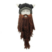 Load image into Gallery viewer, Funny Cosplay Men Knitted Viking Beard Horn Hat Ski Mask