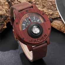 Load image into Gallery viewer, Unique Compass Turntable Design Mens Wooden Watch