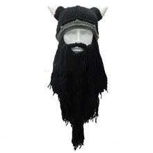 Load image into Gallery viewer, Funny Cosplay Men Knitted Viking Beard Horn Hat Ski Mask