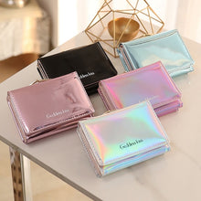 Load image into Gallery viewer, Small Female Purse Short Purse Lady Letter Laser Wallet Short Clutch Solid  Women Wallet