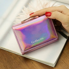 Load image into Gallery viewer, Small Female Purse Short Purse Lady Letter Laser Wallet Short Clutch Solid  Women Wallet