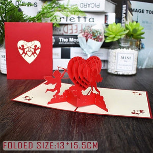 Love 3D Pop UP Cards Valentines Day Gift Postcard with Envelope Stickers Wedding Invitation Greeting Cards Anniversary for Her