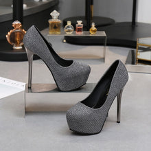 Load image into Gallery viewer, Gold High Heels platform heels shoes women pumps