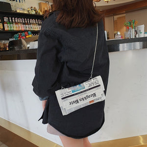 Women Bag Chain Shoulder Bag Personality Fashion Small Square Newspaper News Styling Bag Bolso Mujer