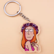 Load image into Gallery viewer, Cute Anime Cartoon Rick And Morty Keychain Acrylic Key Chain Women and Men Kids Key Ring Gift Porte Clef