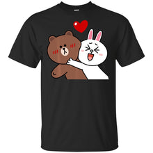 Load image into Gallery viewer, Cute Brown Bear  Bunny Rabbit Valentines Lovers Hug Black T-Shirt M-Xxxl Unisex Loose Fit Tee Shirt