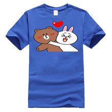 Load image into Gallery viewer, Cute Brown Bear  Bunny Rabbit Valentines Lovers Hug Black T-Shirt M-Xxxl Unisex Loose Fit Tee Shirt