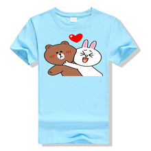 Load image into Gallery viewer, Cute Brown Bear  Bunny Rabbit Valentines Lovers Hug Black T-Shirt M-Xxxl Unisex Loose Fit Tee Shirt