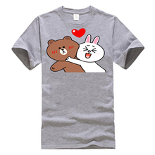 Load image into Gallery viewer, Cute Brown Bear  Bunny Rabbit Valentines Lovers Hug Black T-Shirt M-Xxxl Unisex Loose Fit Tee Shirt