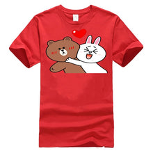 Load image into Gallery viewer, Cute Brown Bear  Bunny Rabbit Valentines Lovers Hug Black T-Shirt M-Xxxl Unisex Loose Fit Tee Shirt