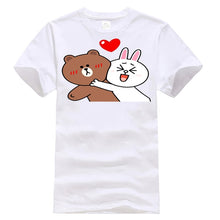 Load image into Gallery viewer, Cute Brown Bear  Bunny Rabbit Valentines Lovers Hug Black T-Shirt M-Xxxl Unisex Loose Fit Tee Shirt