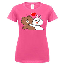 Load image into Gallery viewer, Cute Brown Bear  Bunny Rabbit Valentines Lovers Hug Black T-Shirt M-Xxxl Unisex Loose Fit Tee Shirt