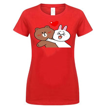 Load image into Gallery viewer, Cute Brown Bear  Bunny Rabbit Valentines Lovers Hug Black T-Shirt M-Xxxl Unisex Loose Fit Tee Shirt