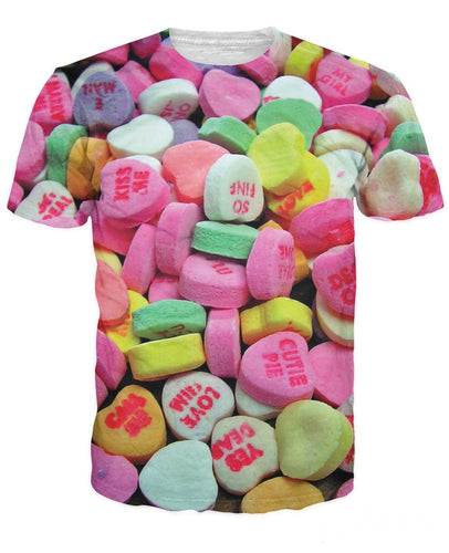 New Arrive Candy Hearts 3d Printed T-Shirt Valentines Day  Sexy Fashion Casual Tshirt For Men