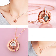 Load image into Gallery viewer, Rose Gold&amp;Silver 100 languages I love you Projection Pendant Necklace Romantic Love Memory Wedding Necklace