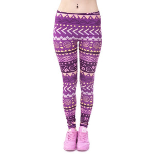 Brands Women Fashion Legging Aztec Round Printing leggins Slim High Waist