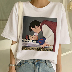 New Dark Snow White Harajuku 90s T Shirt Woman Aesthetic Short Sleeve Graphic Tshirt Funny Print T-shirt Ullzang Top Tees Female