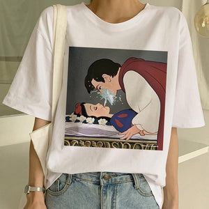 New Dark Snow White Harajuku 90s T Shirt Woman Aesthetic Short Sleeve Graphic Tshirt Funny Print T-shirt Ullzang Top Tees Female