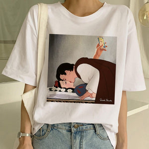 New Dark Snow White Harajuku 90s T Shirt Woman Aesthetic Short Sleeve Graphic Tshirt Funny Print T-shirt Ullzang Top Tees Female